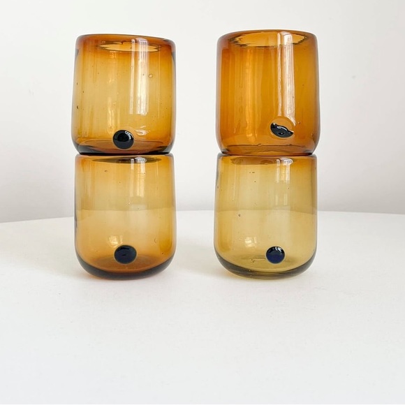 Two Mexican Hand-blown Recycled Tumblers Glasses - Picture 9 of 10